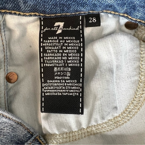 7 For All Mankind Jeans Women 28 Skinny Ankle Raw Hem High Rise Blue Soft Denim - Picture 8 of 9